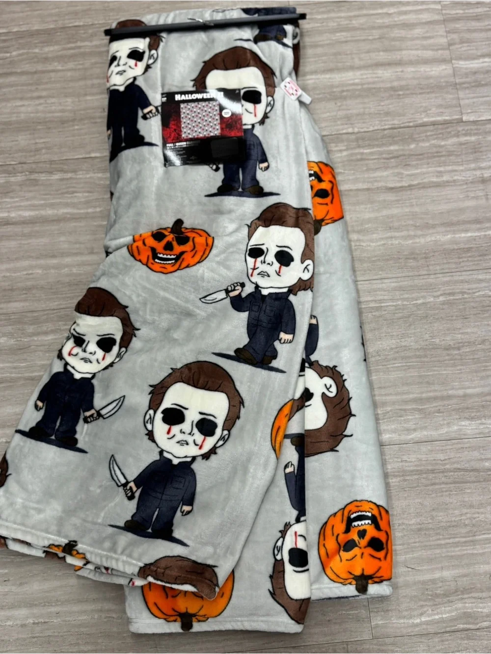 Halloween queen Michael Myers Costume Blanket - Gray & Orange